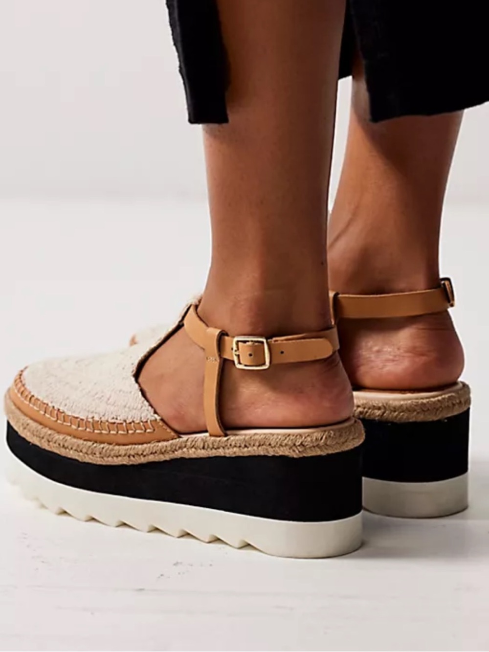 Free People Platform Sandals - morning in Mykonos espadrille- vachetta multi
